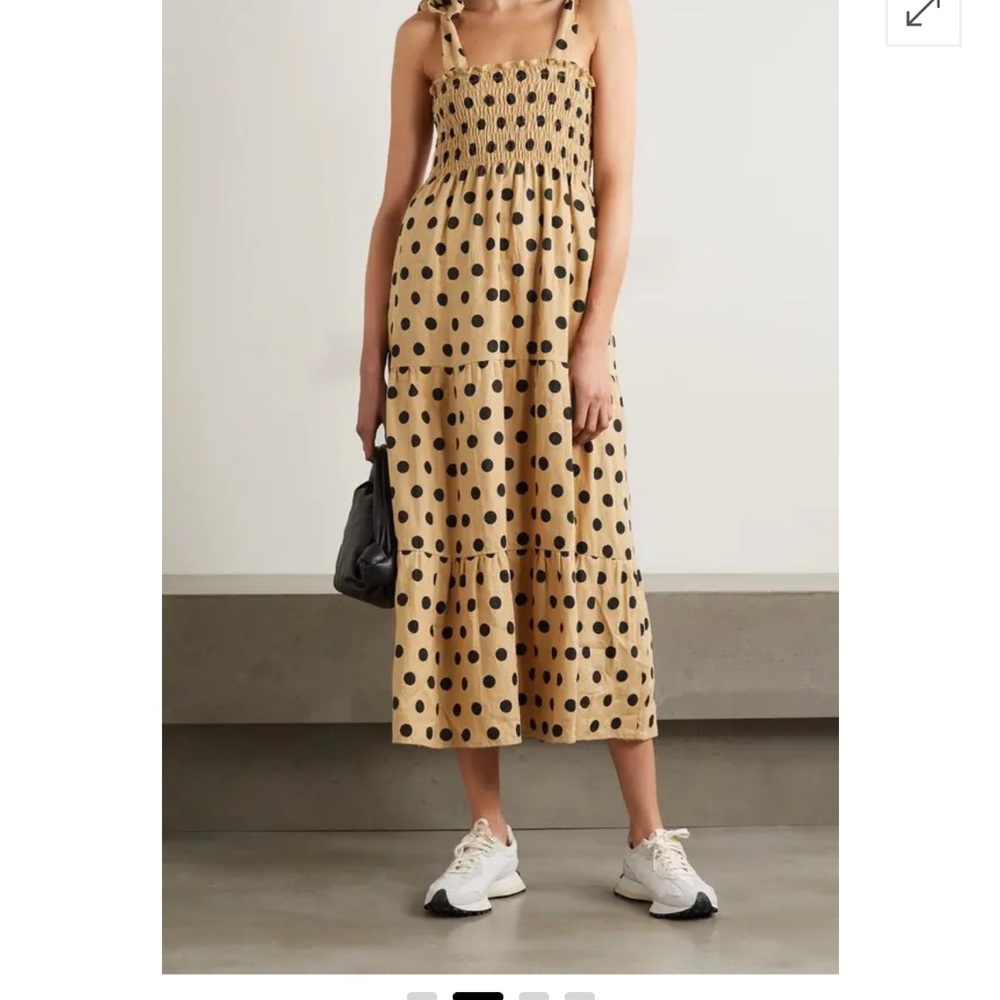 Faithfull The Brand Rianne Tie-detailed Polka-dot Linen Midi Dress